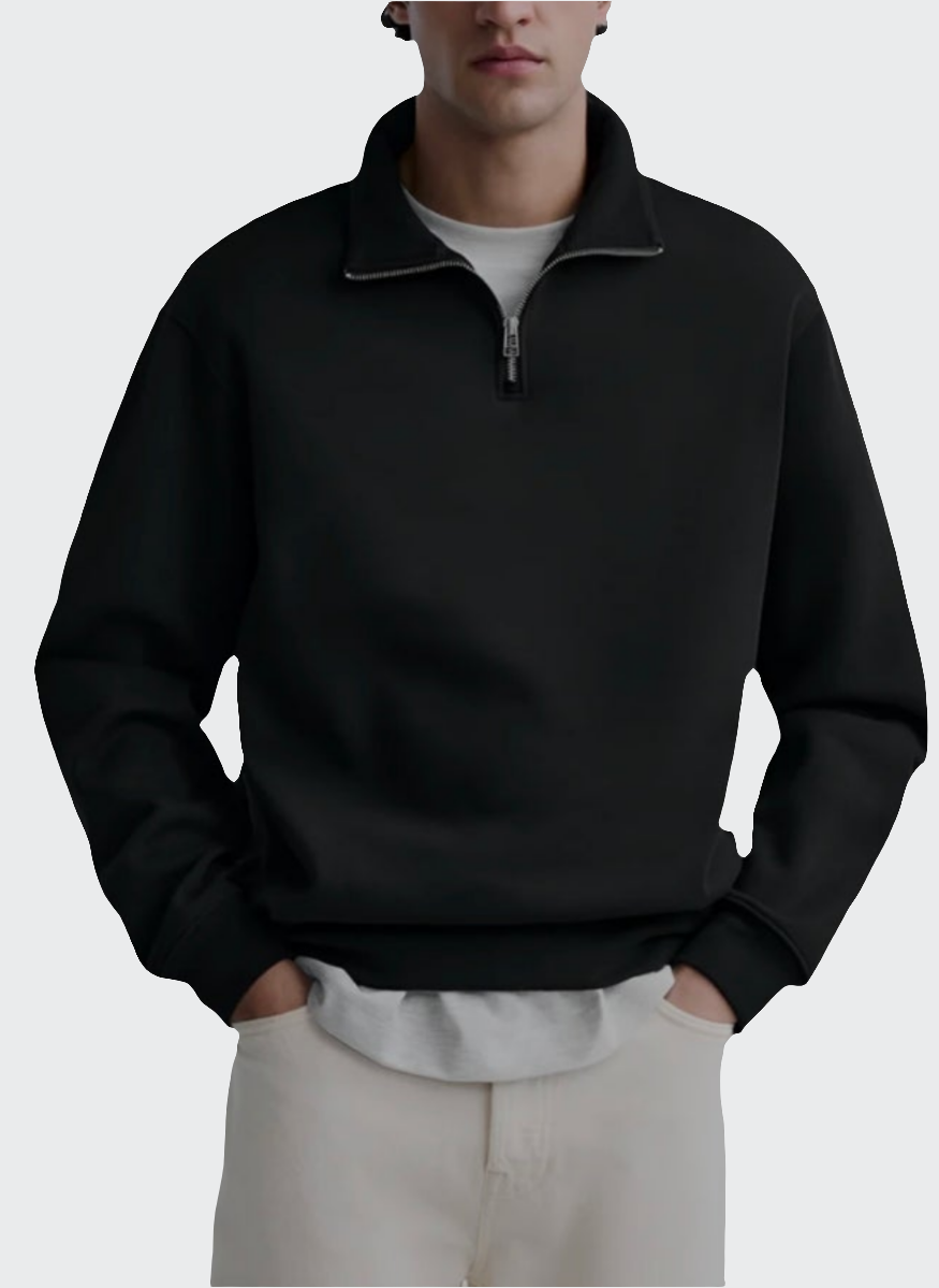 Basic Sweatshirt mit Stehkragen und Reißverschluss