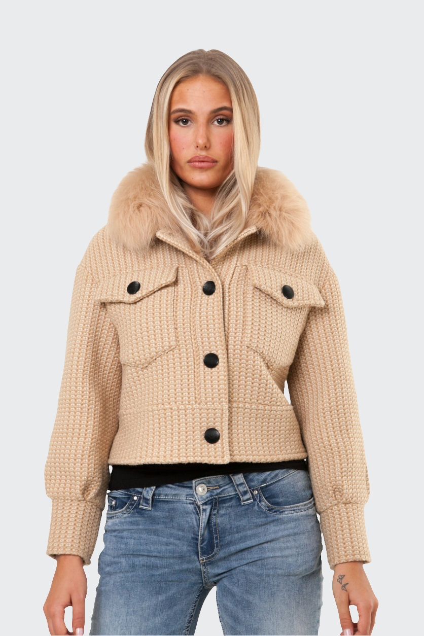 Button Up Wool Jacket - Beige