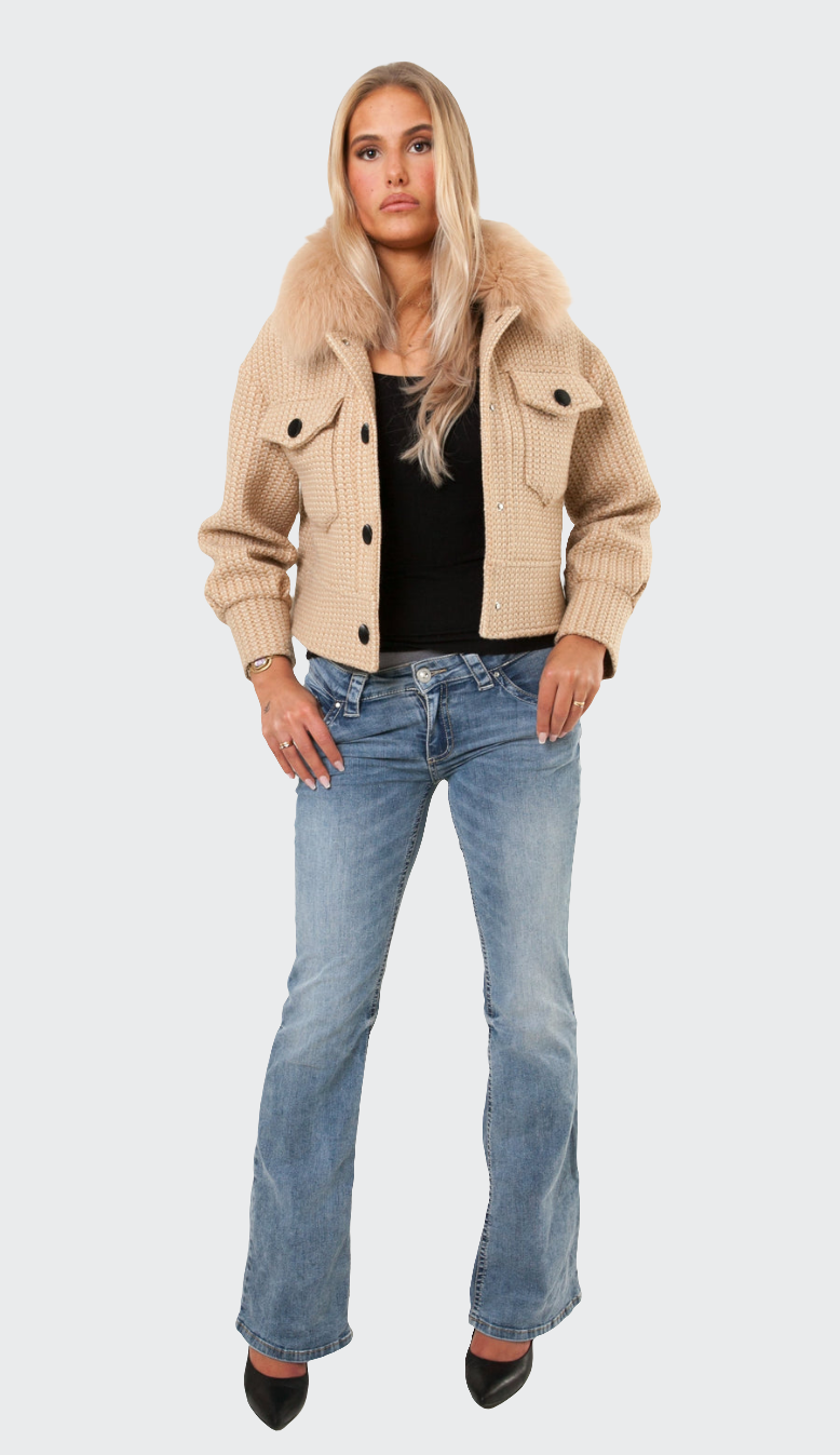 Button Up Wool Jacket - Beige