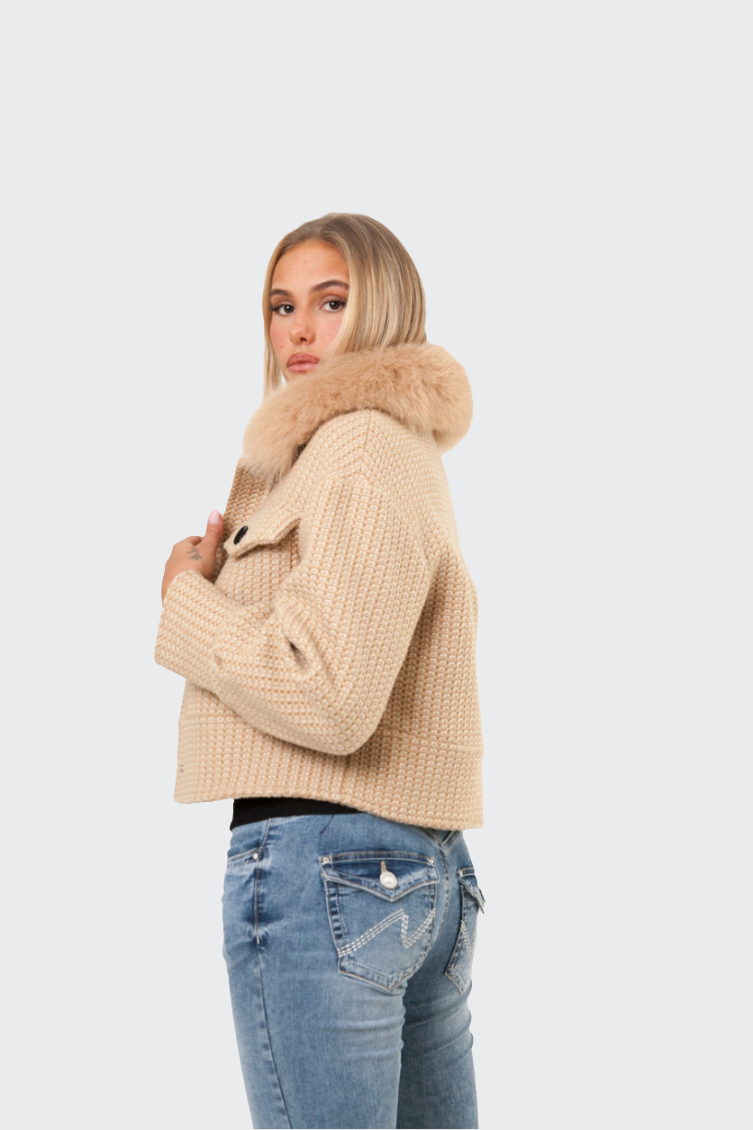 Button Up Wool Jacket - Beige