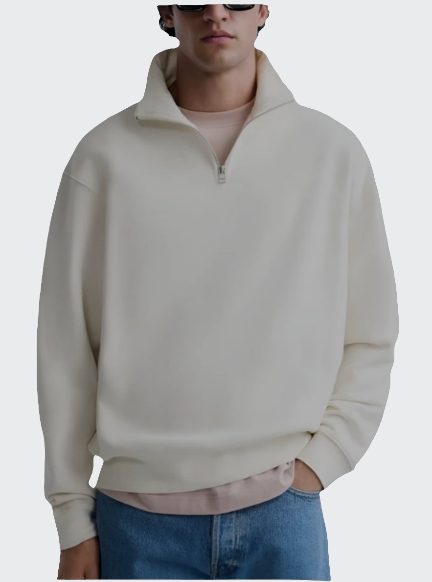 Basic Sweatshirt mit Stehkragen und Reißverschluss