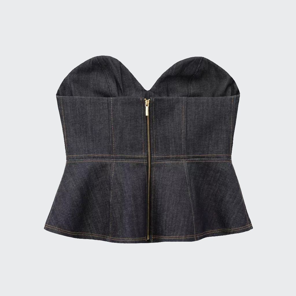 Jeans-Top mit Godets