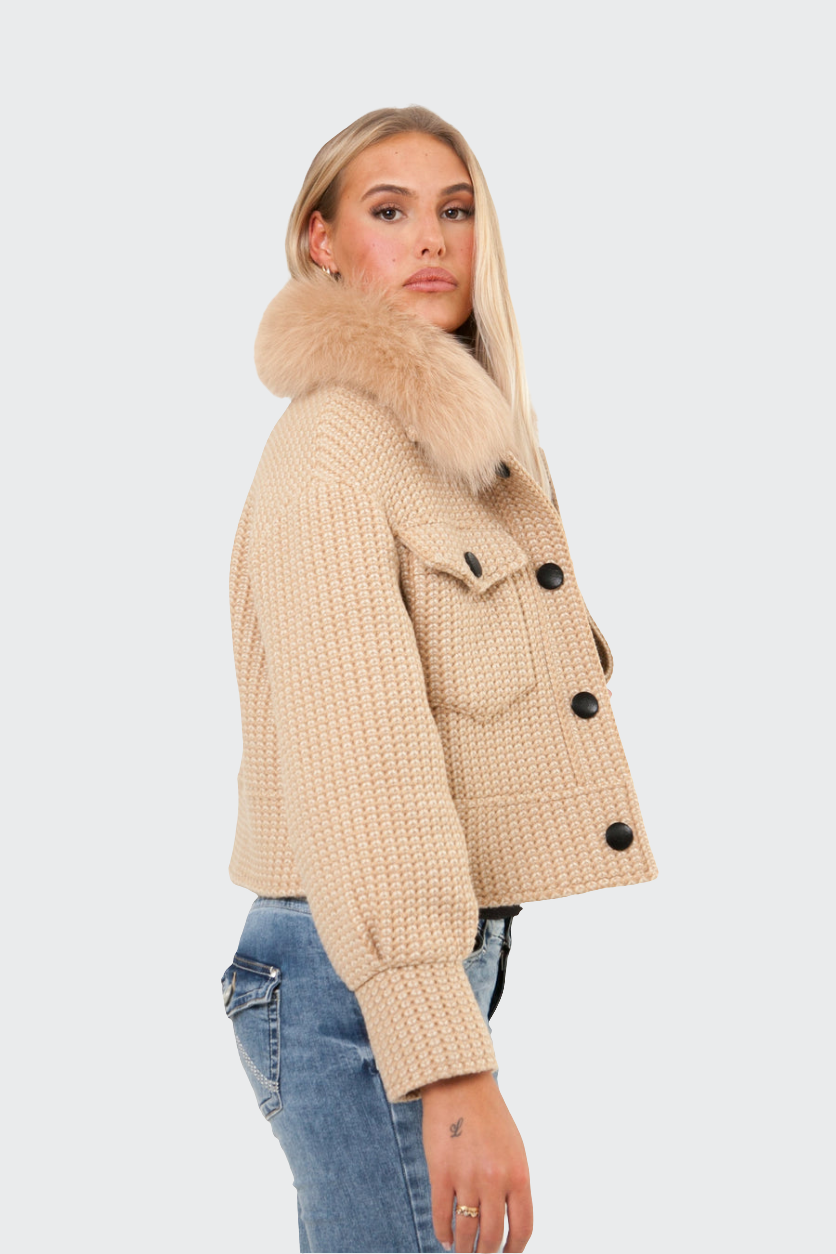 Button Up Wool Jacket - Beige