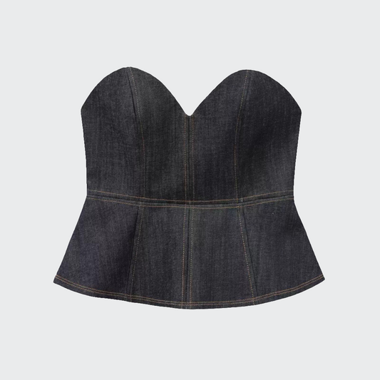Jeans-Top mit Godets