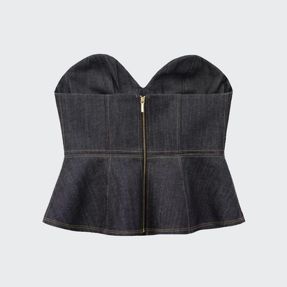 Jeans-Top mit Godets